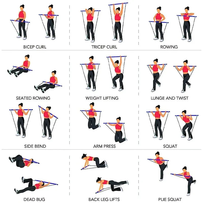 Pilates Resistance Bar with Bands