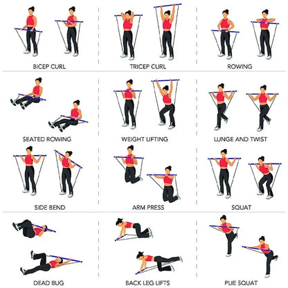 Pilates Resistance Bar with Bands