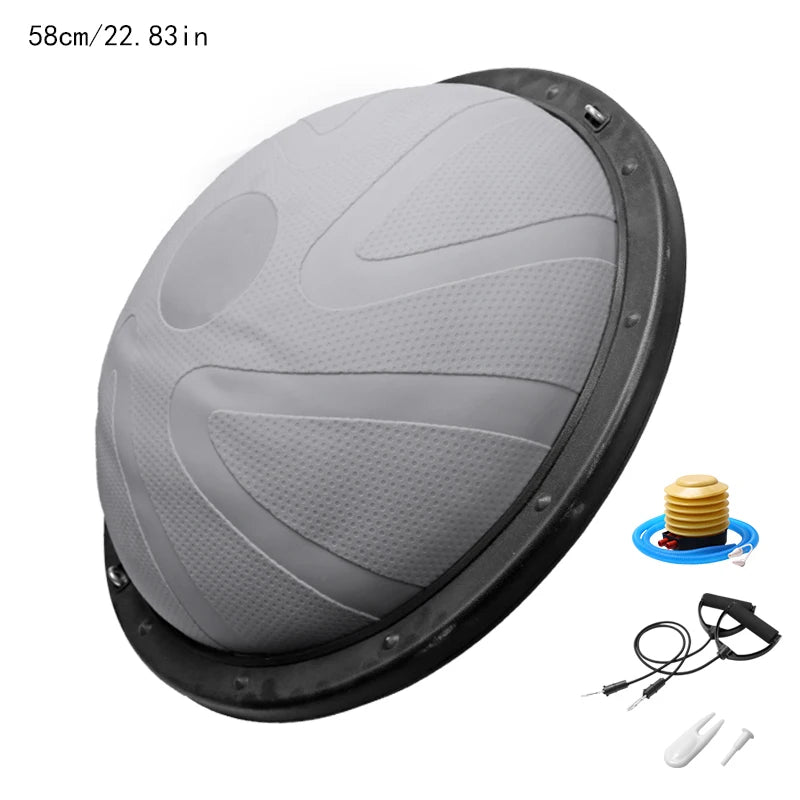 Yoga Balance Ball – Half Stability Trainer with Resistance Cables