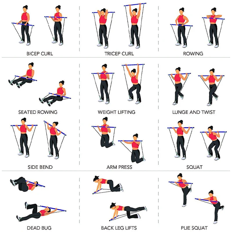 Pilates Resistance Bar with Bands