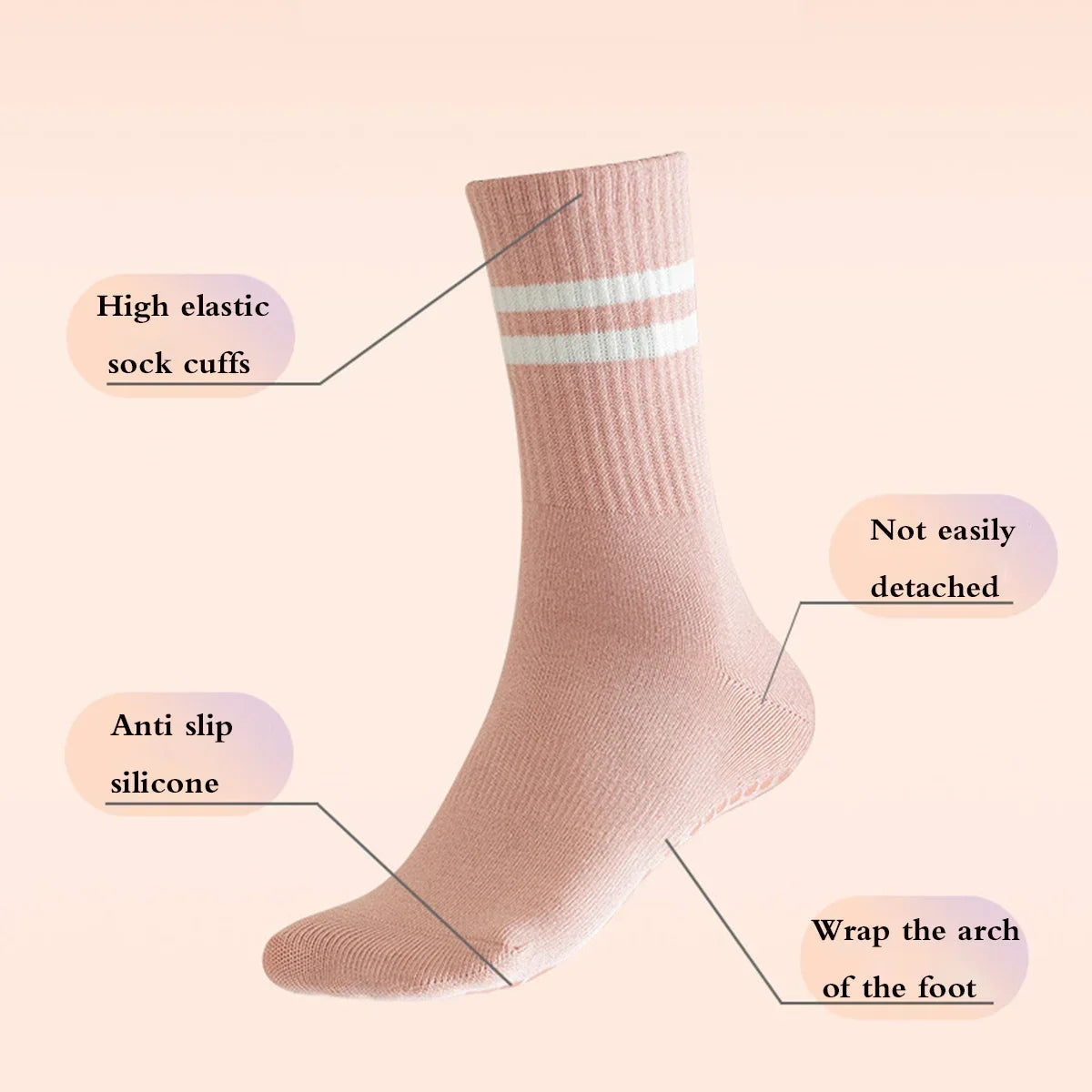 Pilates & Yoga Socks with Non-Slip Grips