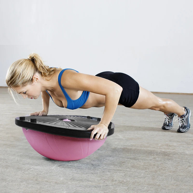 Yoga Balance Ball – Half Stability Trainer with Resistance Cables