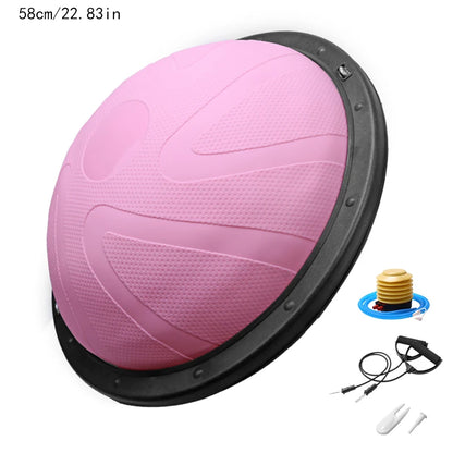 Yoga Balance Ball – Half Stability Trainer with Resistance Cables