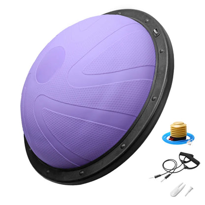Yoga Balance Ball – Half Stability Trainer with Resistance Cables
