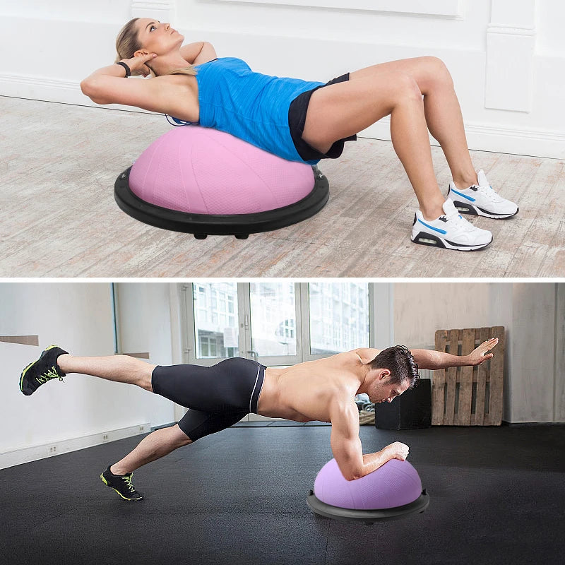Yoga Balance Ball – Half Stability Trainer with Resistance Cables