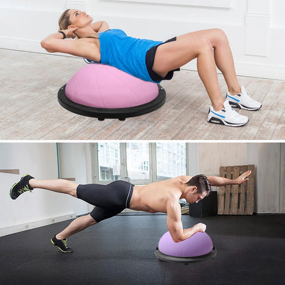 Yoga Balance Ball – Half Stability Trainer with Resistance Cables