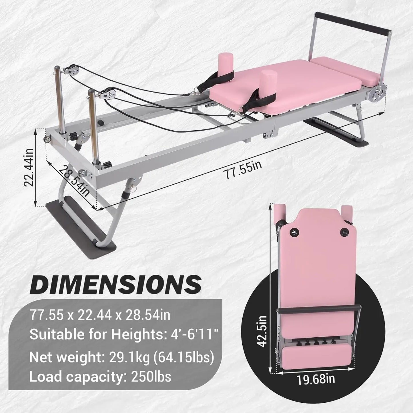 Foldable Pilates Reformer Machine