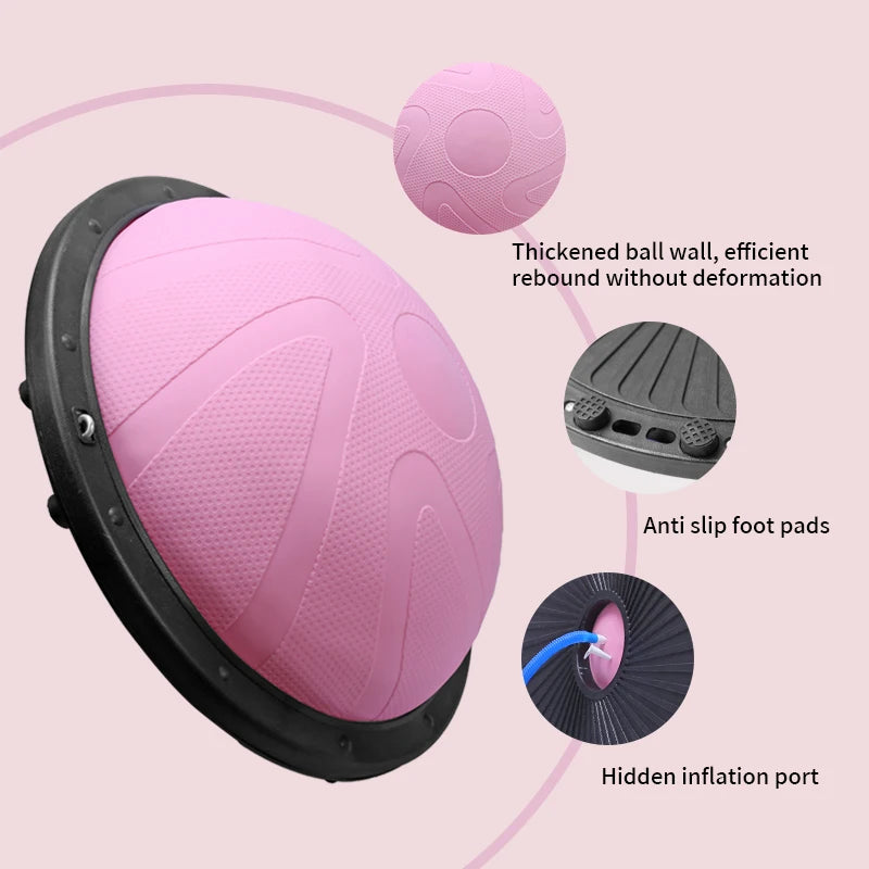 Yoga Balance Ball – Half Stability Trainer with Resistance Cables